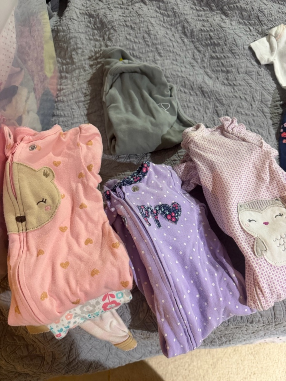 3-6 m Baby Girl Sleep Sack Bundle - Pink, Lavender, Light Gray